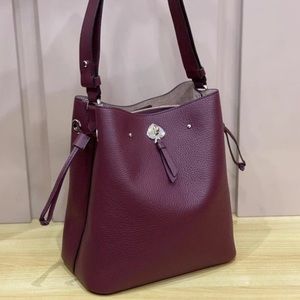 👜 ♠️ Kate Spade Marti Large Bucket Bag in Cherrywood color (Burgundy).